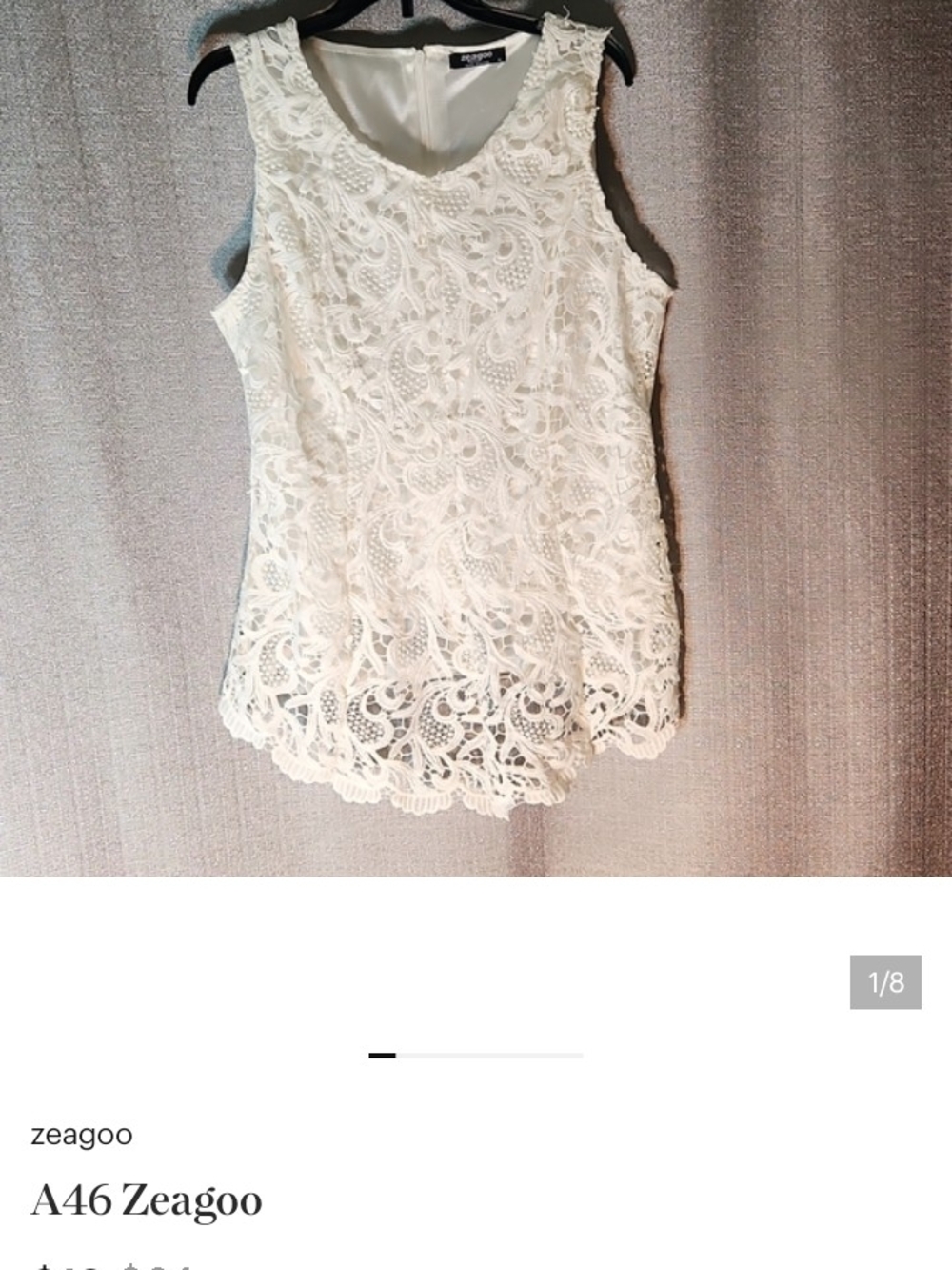 A46 zeagoo Cream Lace Sleeveless Camisole